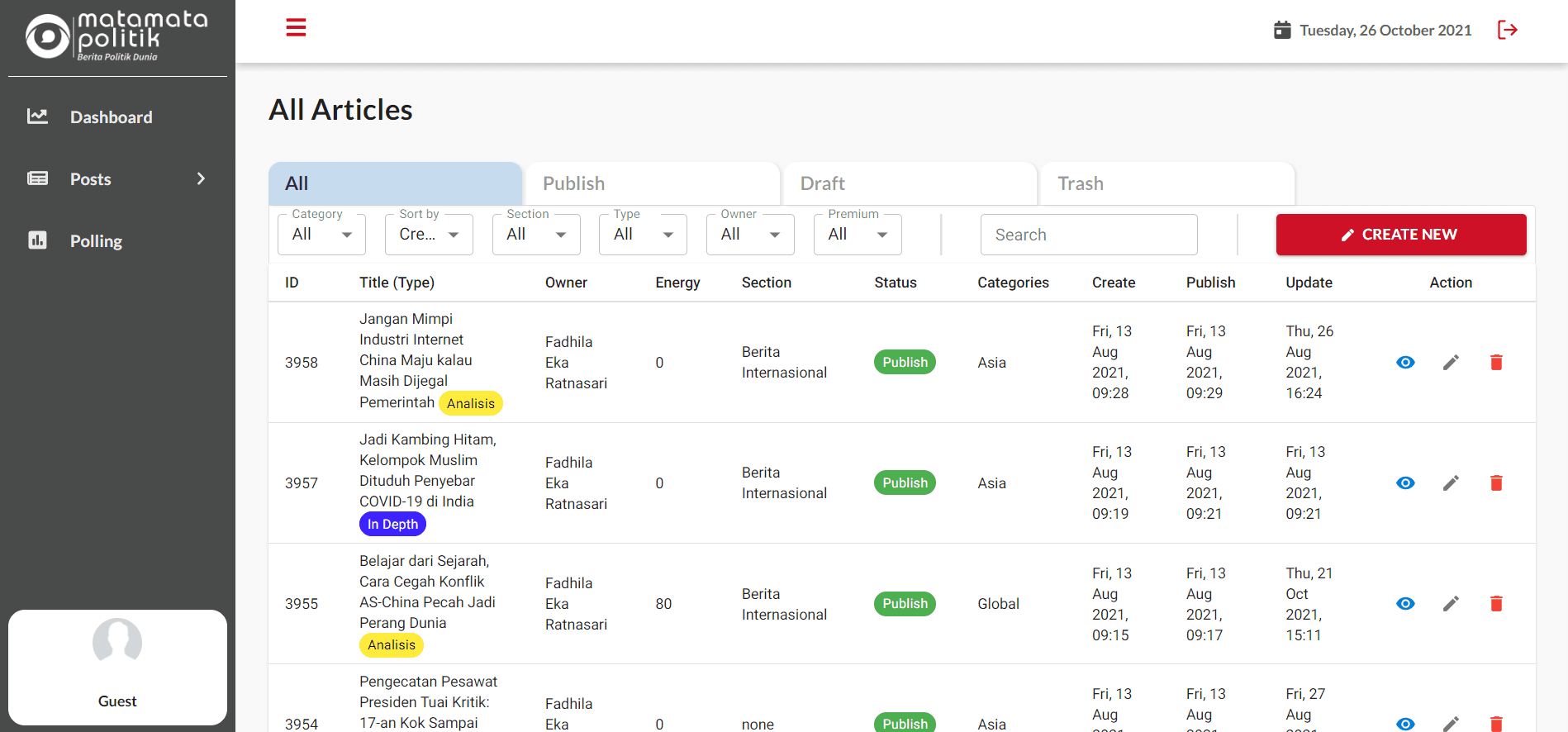 Matamata Politik Dashboard